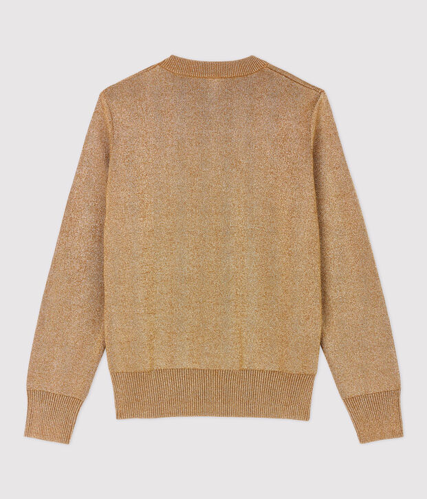 Pull marin en coton dor&eacute; Femme marron/jaune
