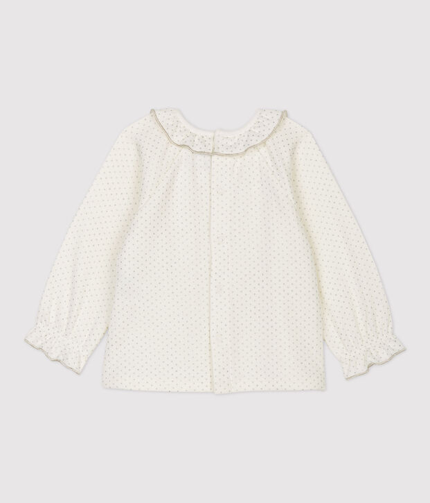 Blouse en coton b&eacute;b&eacute;. blanc/gris