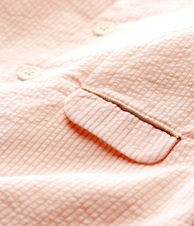 Manteau ray&eacute; b&eacute;b&eacute; fille blanc/rose