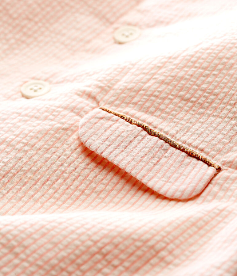 Manteau ray&eacute; b&eacute;b&eacute; fille blanc/rose