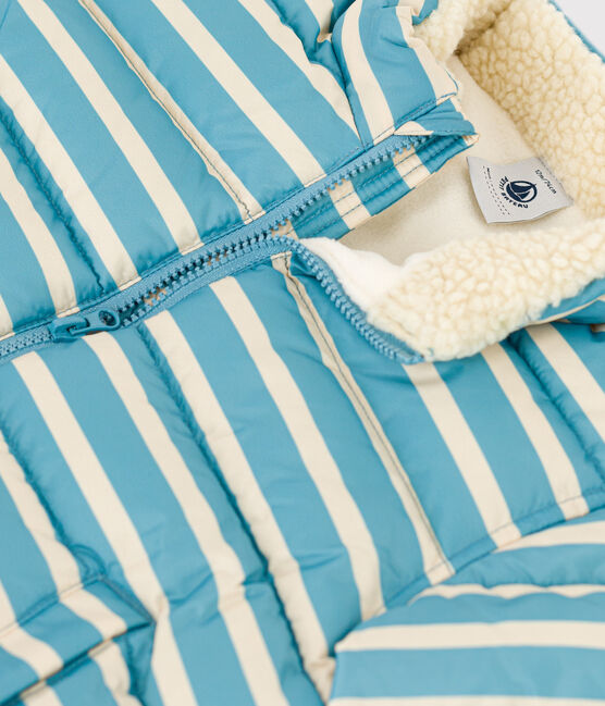 Doudoune rayée capuche rétractable bébé bleu AZUL/blanc AVALANCHE