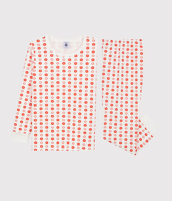 Pyjama imprimé graphique en molleton enfant blanc MARSHMALLOW/ SPICY