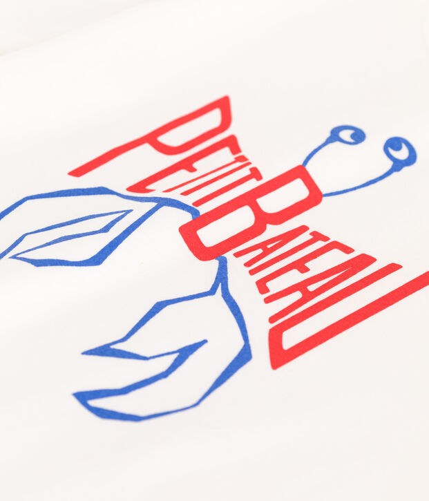 Teeshirt enfant en coton manches courtes imprim&eacute; blanc