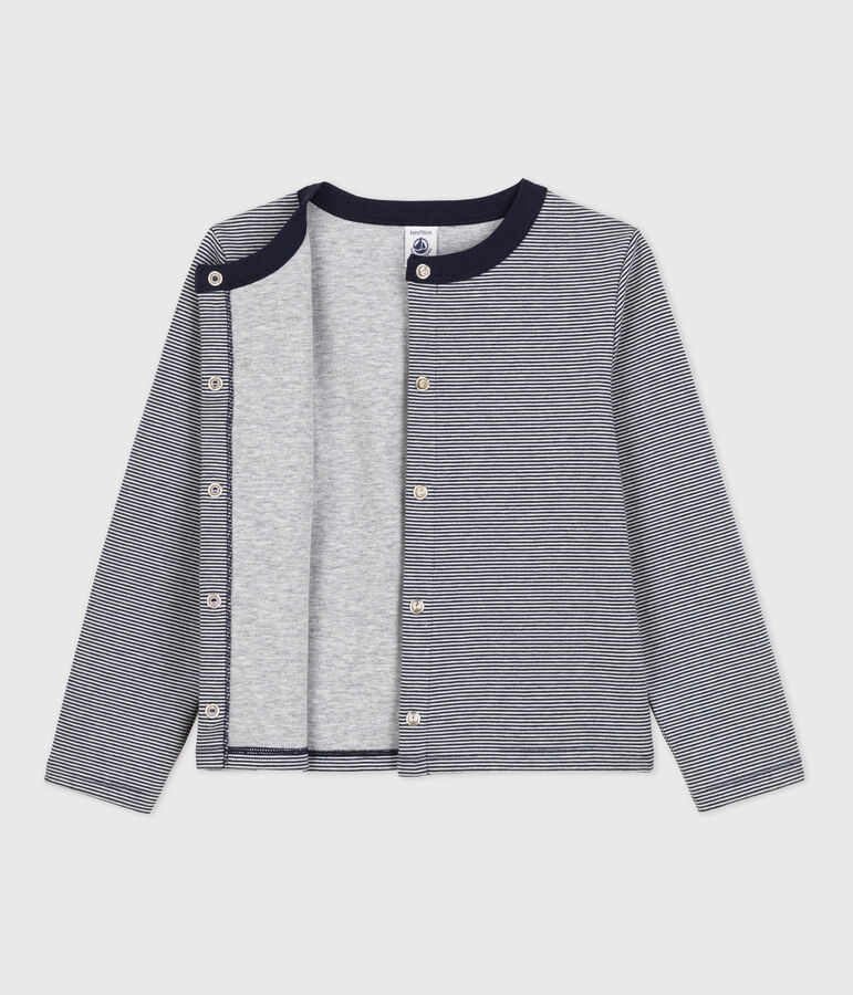 Cardigan en double jersey enfant fille bleu SMOKING/blanc MARSHMALLOW
