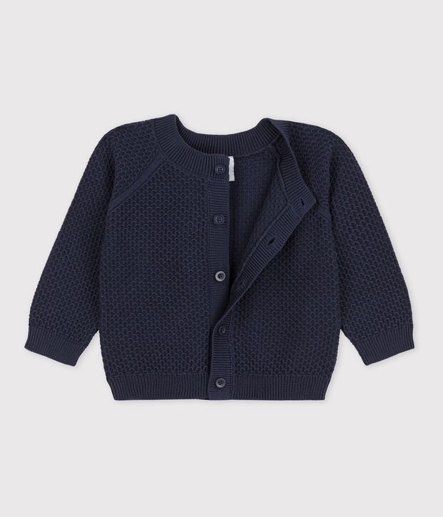 Cardigan b&eacute;b&eacute; en tricot en coton bleu marine