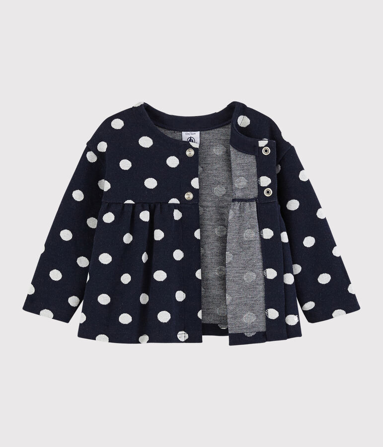 Cardigan b&eacute;b&eacute; fille &agrave; pois bleu SMOKING/blanc MARSHMALLOW
