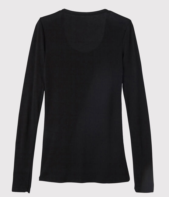 T-shirt côte légère Femme noir NOIR
