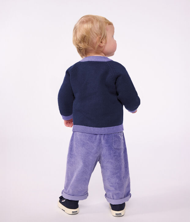 Pantalon b&eacute;b&eacute; en velours uni violet