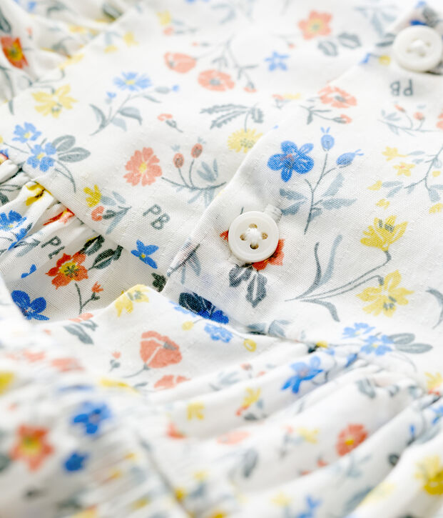 Robe et bloomer imprim&eacute;s fleuri en popeline b&eacute;b&eacute; blanc/multicouleur