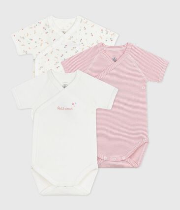 Lot de bodies croisés manches courtes en coton imprimé bébé