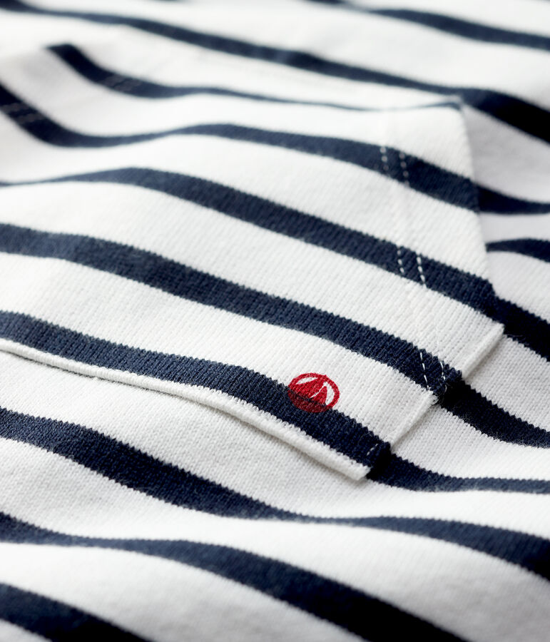 Combinaison courte en jersey &eacute;pais bio b&eacute;b&eacute; blanc/bleu