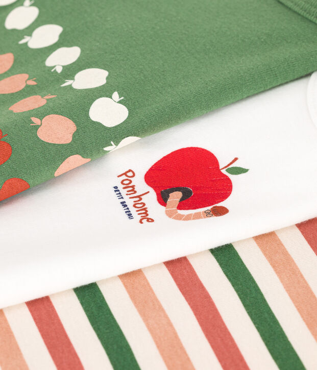 Lot de 3 bodies manches longues en coton b&eacute;b&eacute; multicouleur