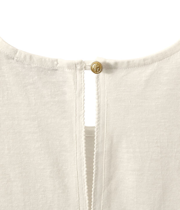 Top femme sans manches en lin blanc