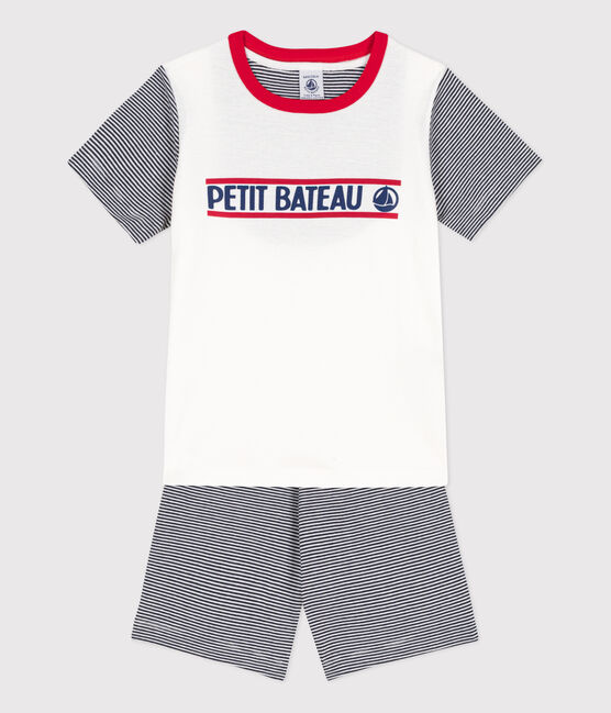 Pyjacourt Petit Bateau en coton enfant bleu SMOKING/blanc MARSHMALLOW