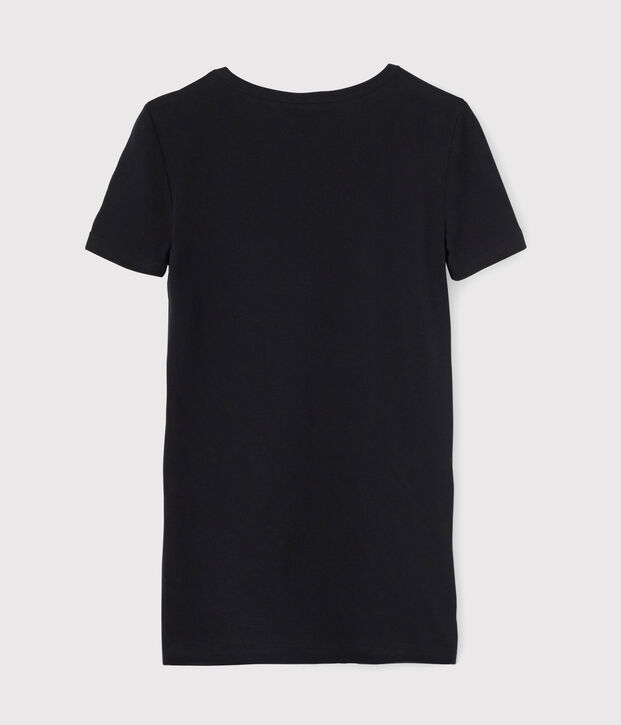 T-shirt col V iconique en coton Femme bleu marine