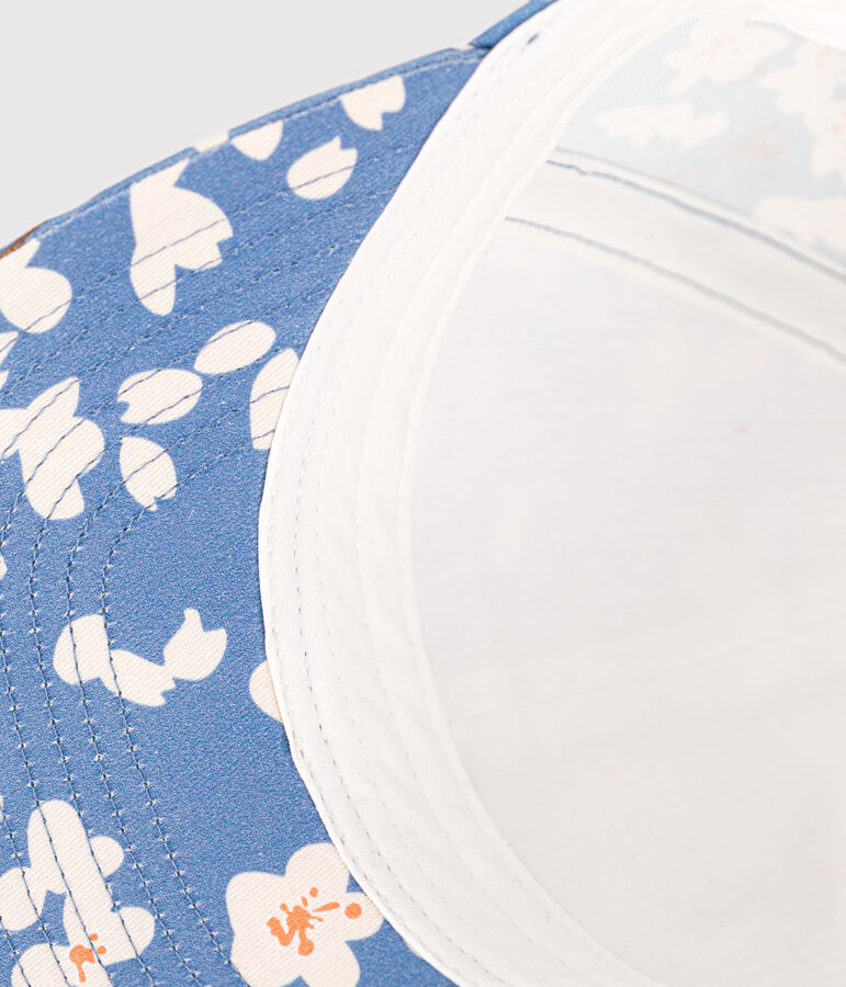 Casquette en popeline fleurs enfant fille bleu BEACH/ MULTICO