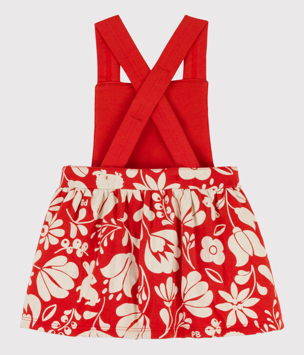 Robe sans manche b&eacute;b&eacute; imprim&eacute;e en tubique matelass&eacute; orange/&eacute;cru