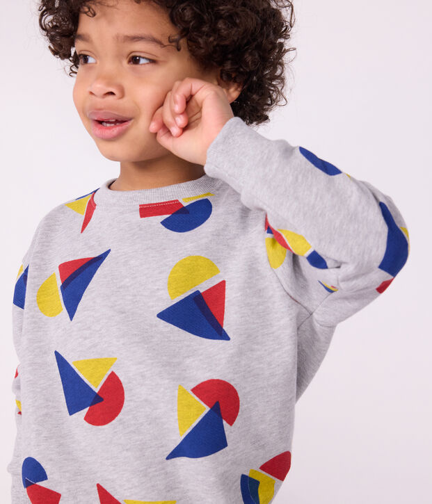 Sweatshirt enfant en coton imprim&eacute; gris/multicouleur