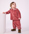 Blouse b&eacute;b&eacute; en velours manches longues unie rose