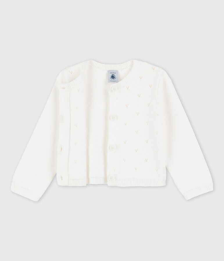 Cardigan en tricot raffin&eacute; b&eacute;b&eacute; blanc MARSHMALLOW