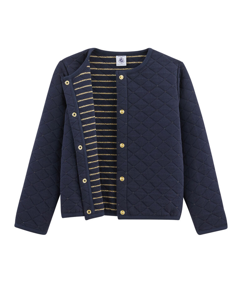 Cardigan en tubique enfant fille bleu/jaune