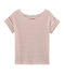 Tee-shirt manches courtes femme en lin blanc MARSHMALLOW/rose COPPER