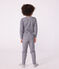 Tee-shirt enfant en laine et coton manches longues à rayures bleu SOIR/ MARSHMALLOW