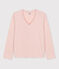 Tee-shirt LE DROIT col V en coton Femme rose SALINE