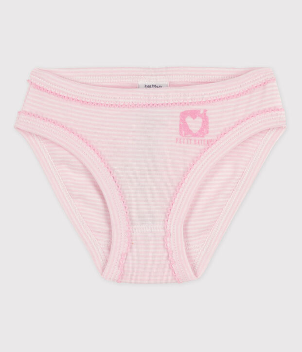 Culotte petite fille en coton rose/blanc