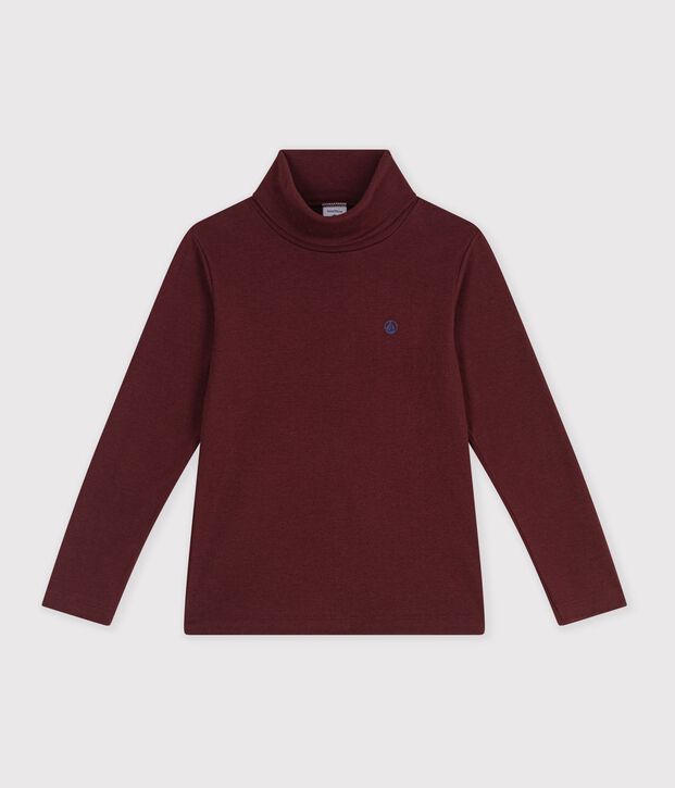 Sous-pull enfant en coton uni bordeaux
