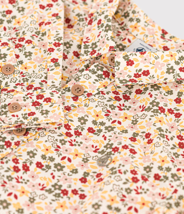 Chemise imprim&eacute;e en popeline enfant gar&ccedil;on &eacute;cru/multicouleur