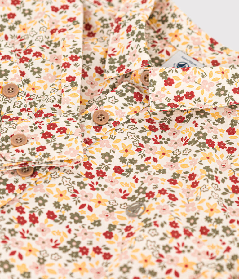 Chemise imprim&eacute;e en popeline enfant gar&ccedil;on &eacute;cru/multicouleur