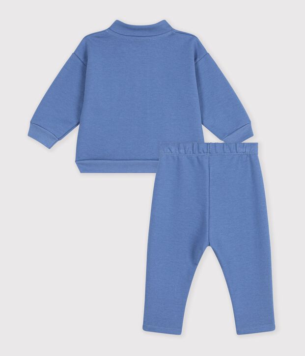 Ensemble sweatshirt et pantalon b&eacute;b&eacute; en coton uni bleu