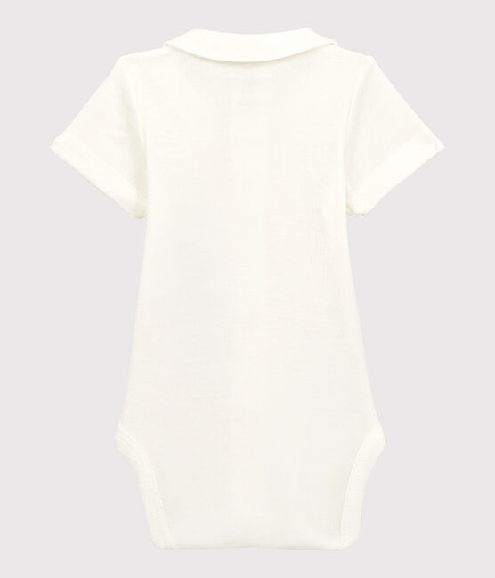 Body manches courtes à col blanc bébé en coton biologique blanc MARSHMALLOW