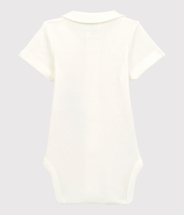 Body manches courtes &agrave; col blanc b&eacute;b&eacute; en coton biologique blanc