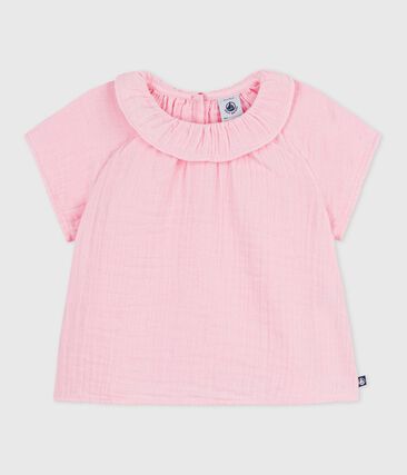 Blouse bébé en coton manches longues unie