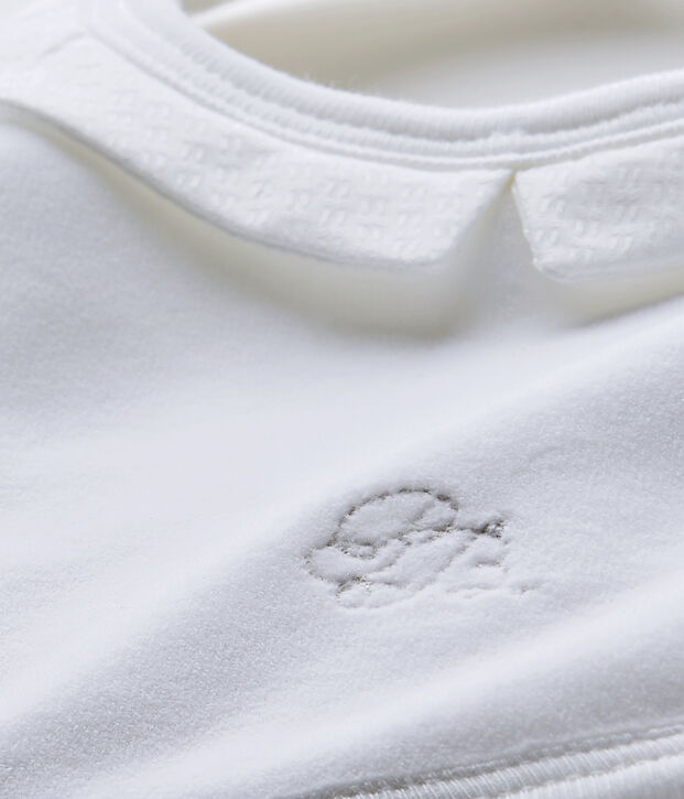 Bavoir b&eacute;b&eacute; mixte en velours doubl&eacute; blanc