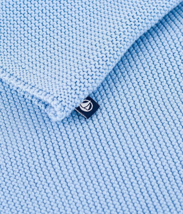 Cardigan b&eacute;b&eacute; tricot point mousse en coton bleu FLO