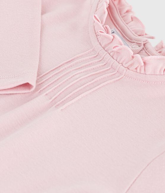 Tee-shirt enfant manches longues en coton uni rose JOLI