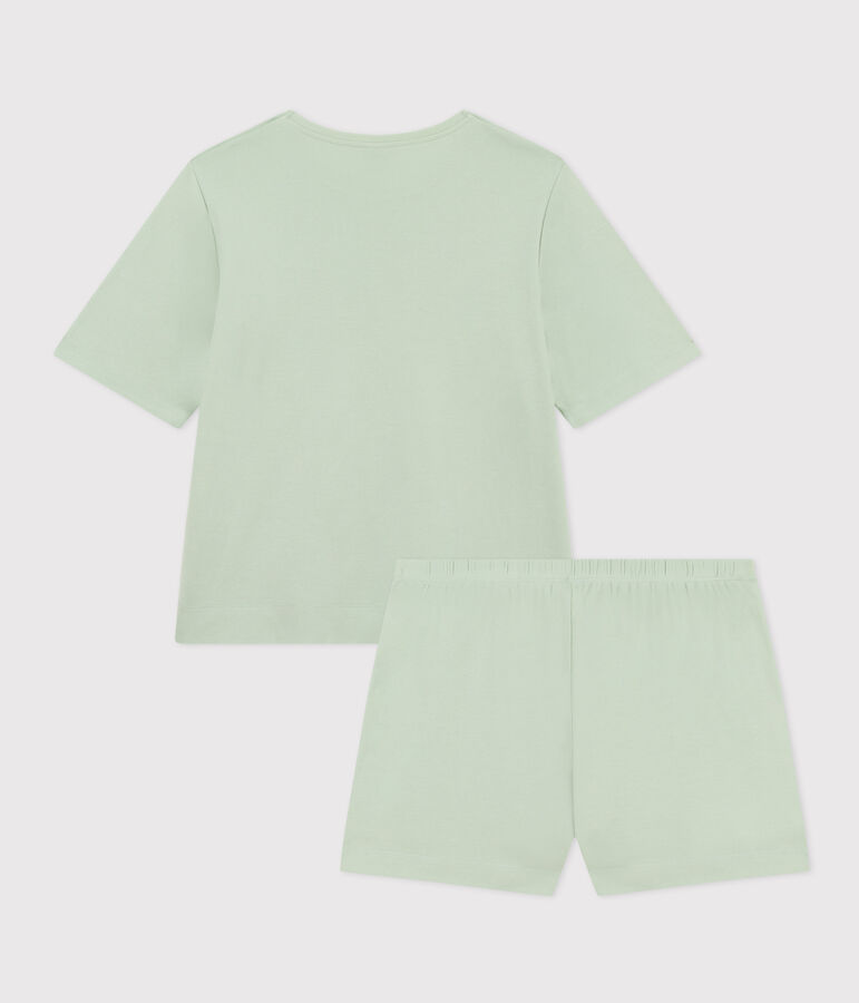 Pyjama short et tee-shirt en coton uni femme. vert HERBIER