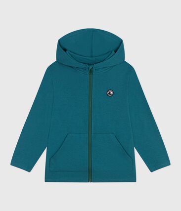 Sweatshirt zippé à capuche enfant en coton uni