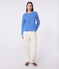 Marinière femme en coton manches longues bleu PERSE/blanc MARSHMALLOW