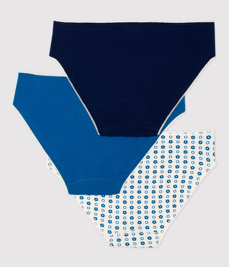 Lot de 3 culottes fleur graphique fille en coton biologique et &eacute;lasthanne multicouleur