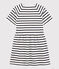 Robe manches courtes en coton enfant fille blanc MARSHMALLOW/bleu SMOKING