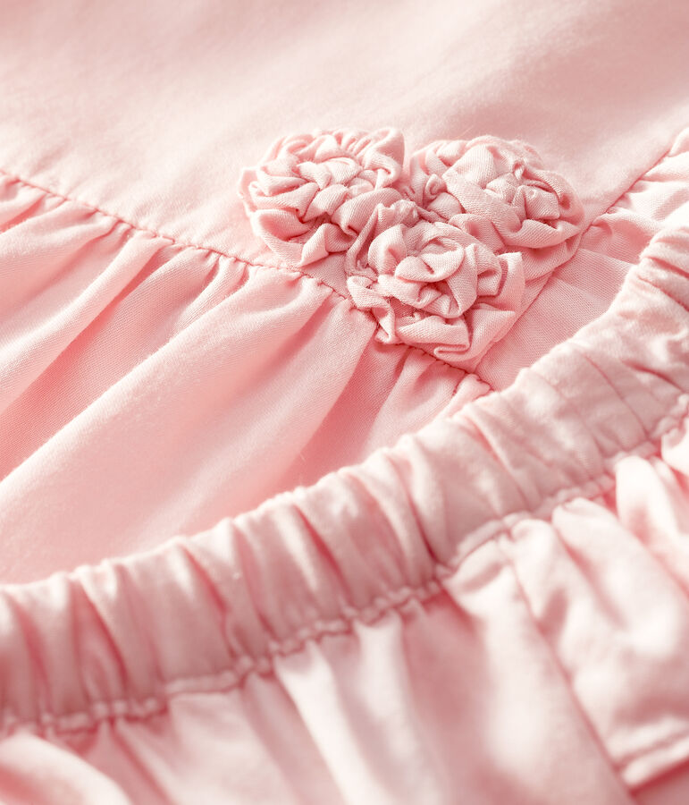 Robe et bloomer b&eacute;b&eacute; fille en satin rose