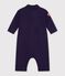Combinaison longue b&eacute;b&eacute; en coton uni bleu marine
