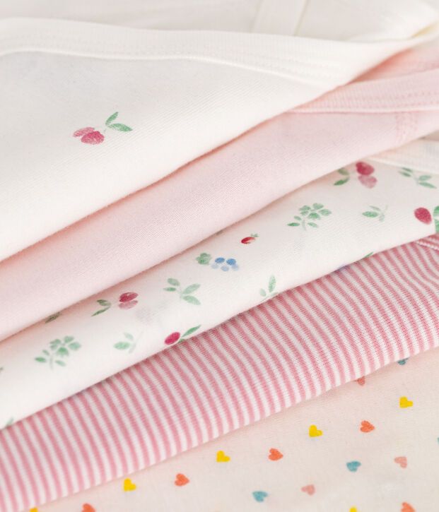Lot de 5 bodies crois&eacute;s manches longues en coton imprim&eacute; b&eacute;b&eacute; multicouleur