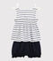 Ensemble blouse + bloomer en coton/lin bébé fille blanc MARSHMALLOW/bleu MEDIEVAL