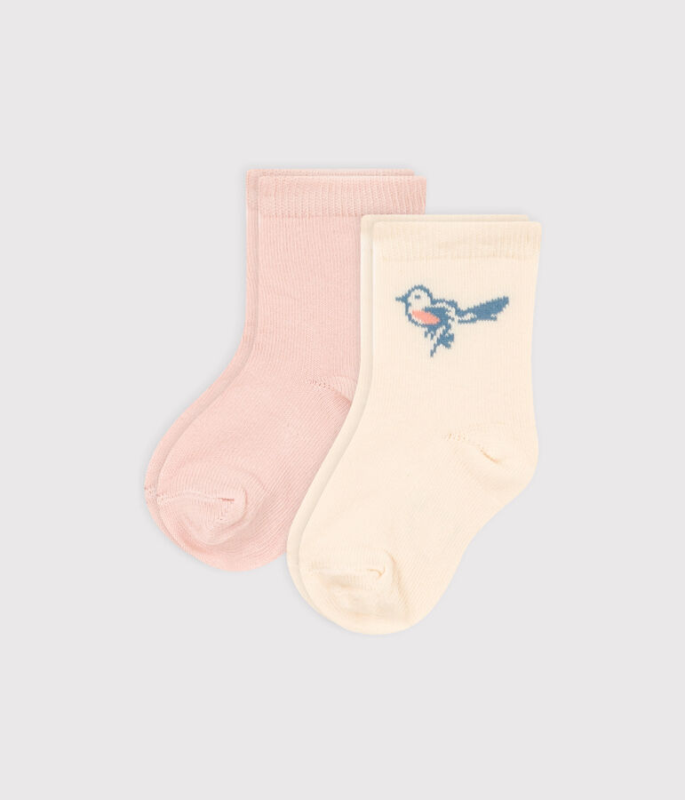 Lot de 2 paires de chaussettes oiseau b&eacute;b&eacute; multicouleur