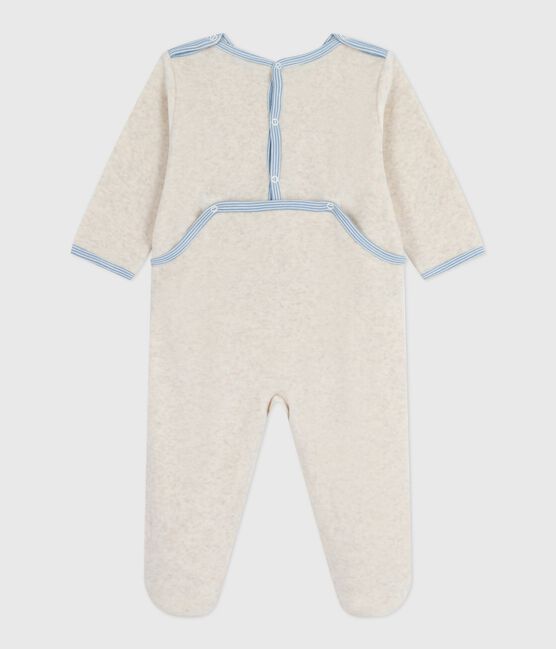 Pyjama bébé en velours ouverture au dos uni beige MONTELIMAR CHINE